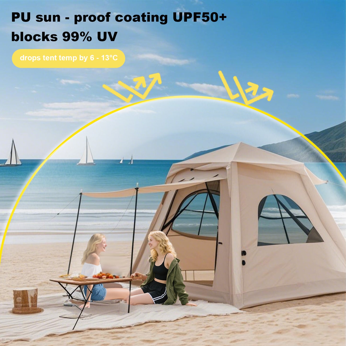 Automatic Inflatable Tent Quick Setup Portable Folding Outdoor Camping Shelter with UV Protection Waterproof for Picnic