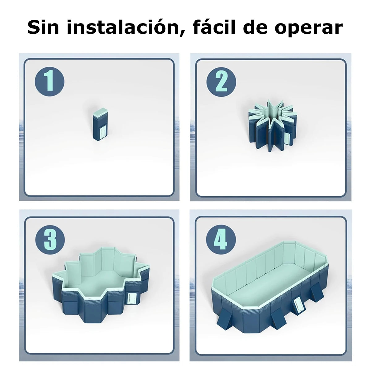 Foldable Family Pool – 2.6/3m Large Rectangular, Non-Inflatable, Easy Setup