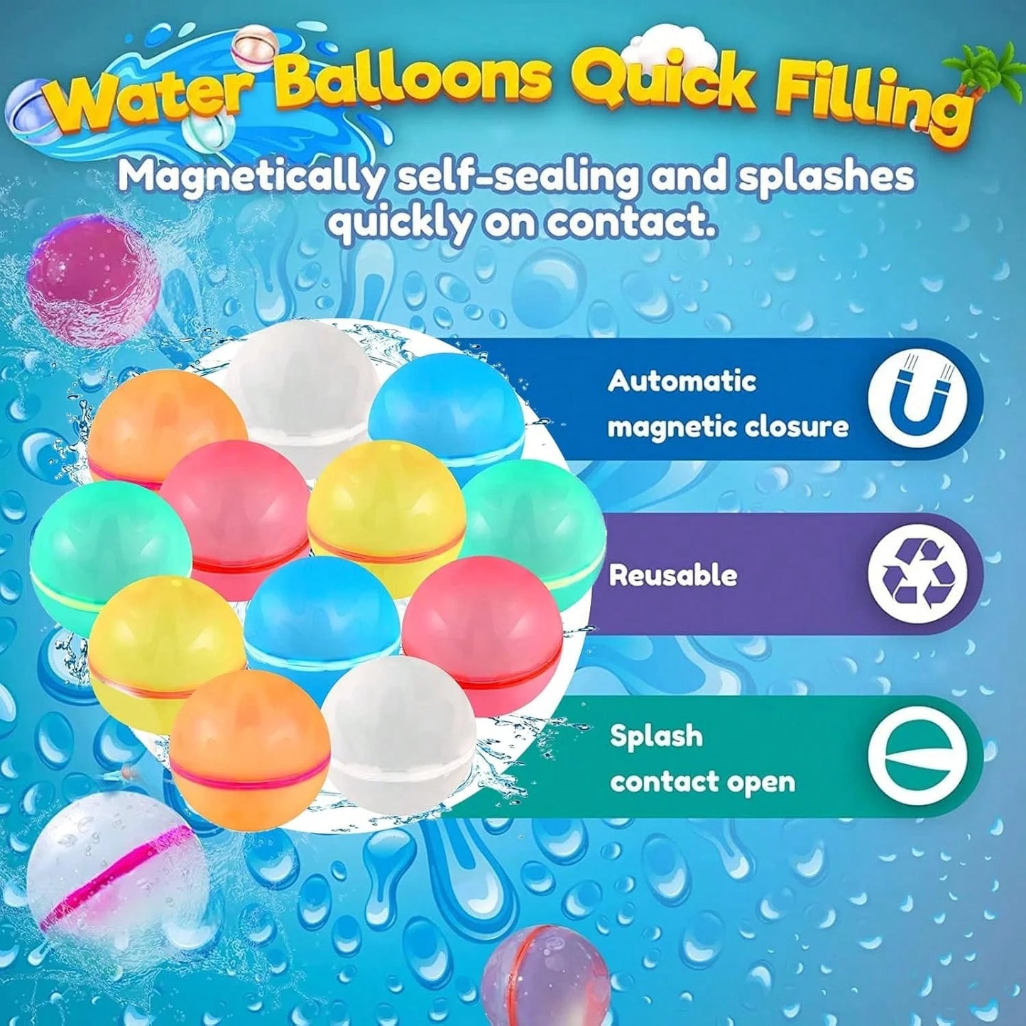 Reusable Water Balloons – Quick Fill, Self-Sealing Silicone Balls