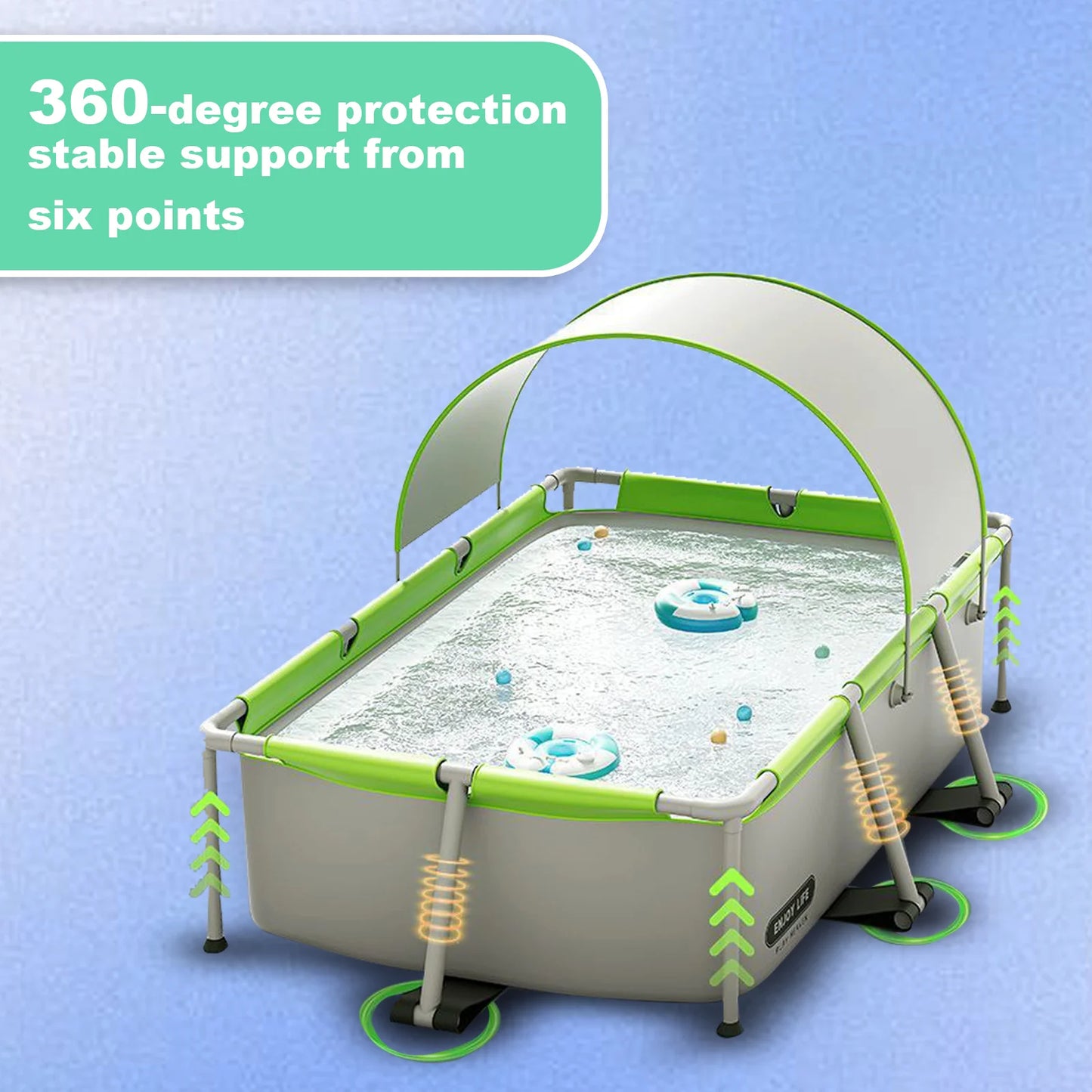 Large Bracket Swimming Pool – 2.6/3.9m Foldable Family Pool with Sunshade