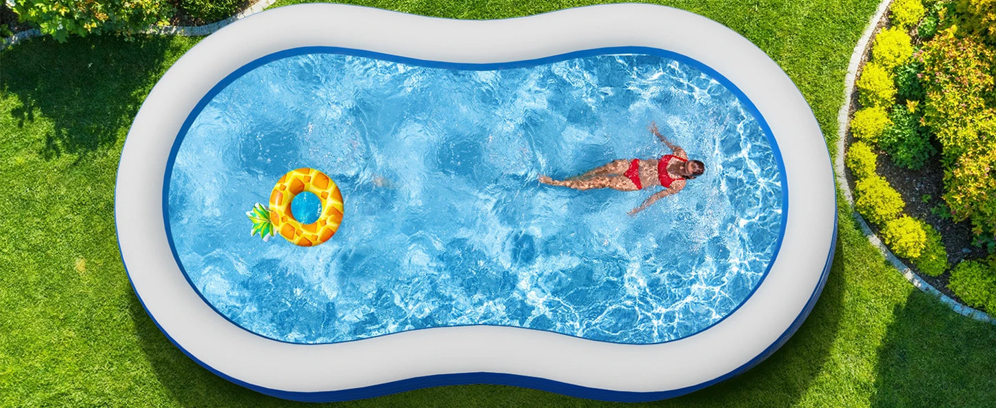 145”x74”x22” Extra-Large Inflatable Pool – 0.6mm Thick, Family Outdoor Pool (Pump Not Included)