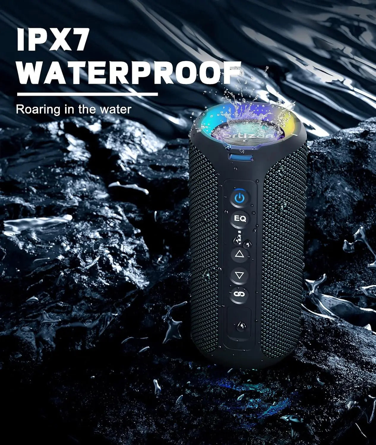 Ortizan X8 Pro Bluetooth Speaker – 40W Stereo, IPX7, 30H Playtime, Color Lights