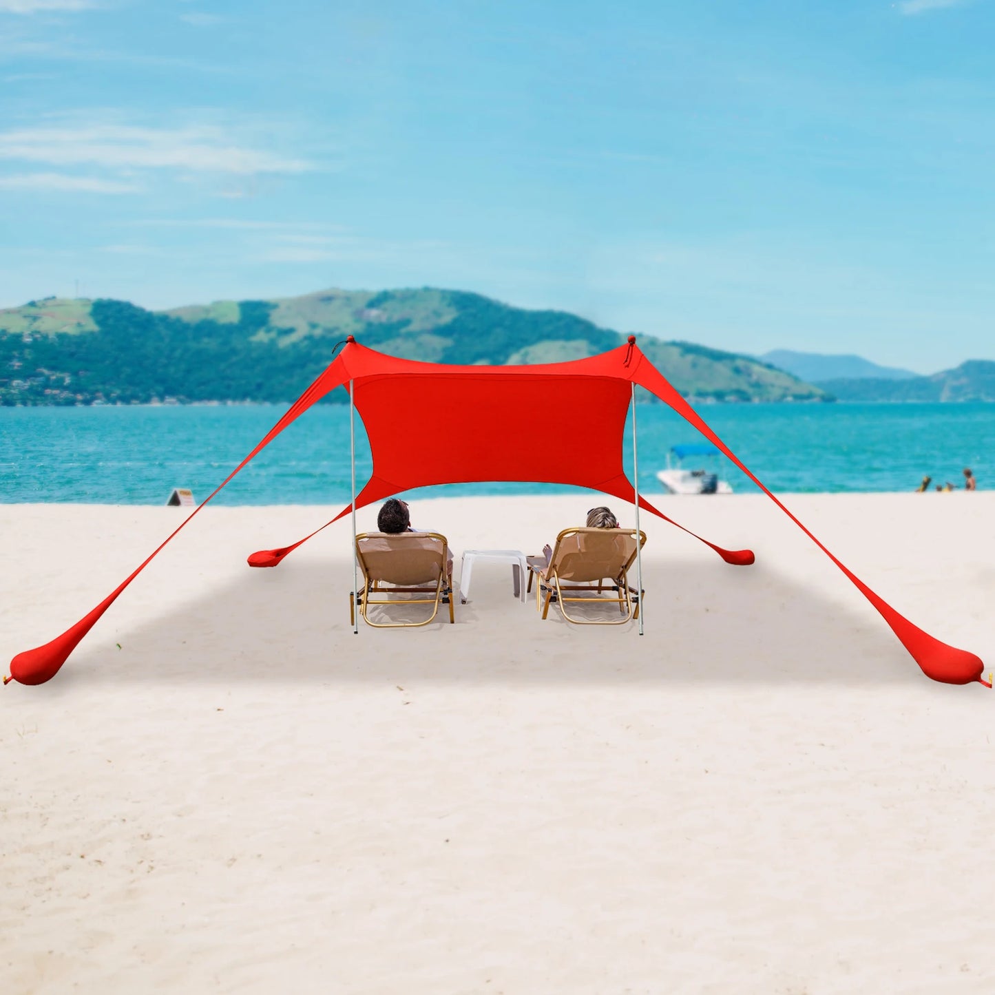 Outdoor Beach Tent Sun Shelter Camping Shades Tents Windproof One-piece Beach Canopy Tents UPF50+ Portable Family Tent For Bea