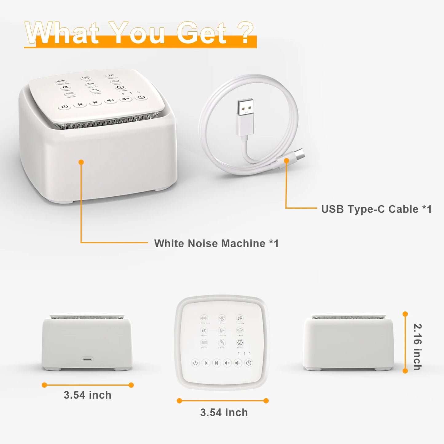 White Noise Machine,30 Soothing Sounds and Warm Light for Sleeping,Powerful Battery 30 Hour Play Sound Machine for Baby Adults