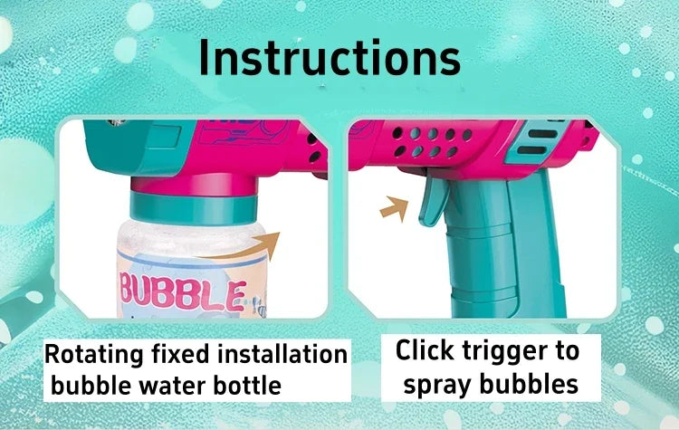 Gatling Bubble Gun – Automatic Electric Bubble Machine with LED Lights