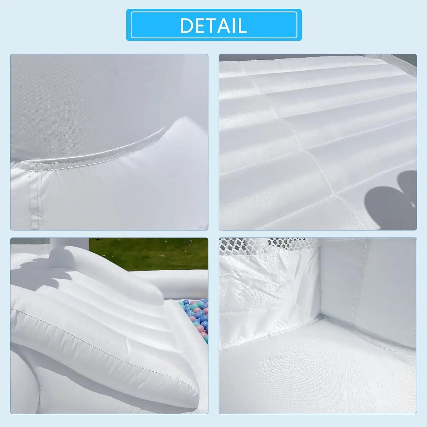 Kids 9x9x7ft Soft Play White Bounce House With Slide Ball Pit Party Customization Inflatable Mini Bouncy Castle With Blower