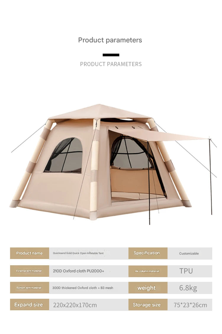 Camping Large Air Tent for 4-5 people Air shelter Dome tent Family Hiking inflatable One-touch tent Outdoor Camping Family Tent
