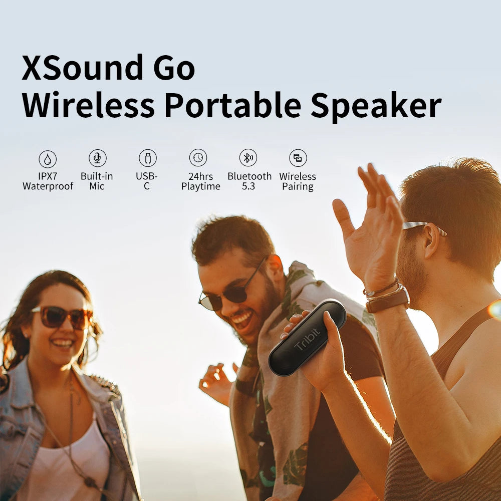 Tribit XSound Go Bluetooth Speaker – IPX7 Waterproof, 24H Playtime, Type-C