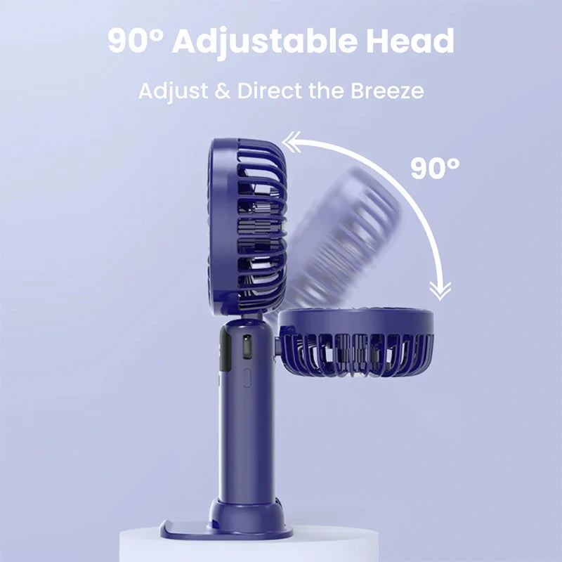 Foldable Mini Fan – Neck Hanging, Phone Stand & Display
