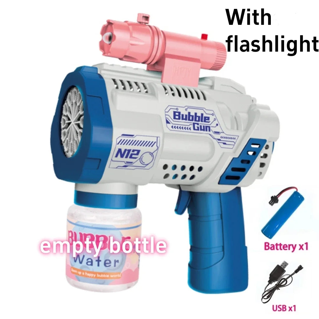 Gatling Bubble Gun – Automatic Electric Bubble Machine with LED Lights