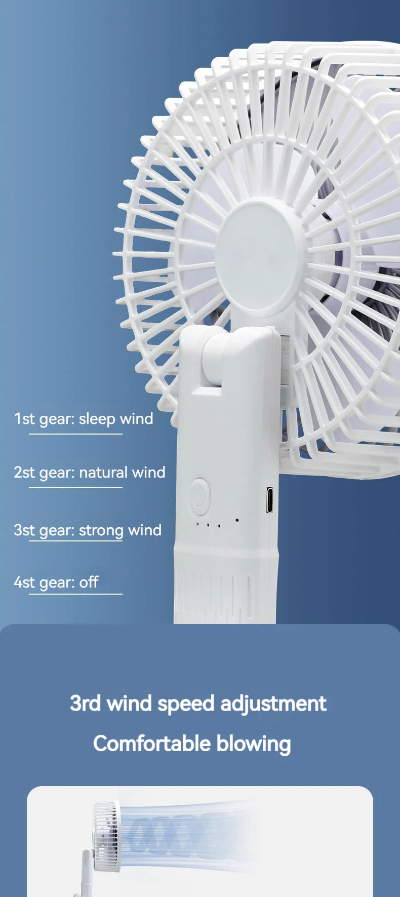 Handheld Fan with Detachable Base – Clip-On, Office & Outdoor Use