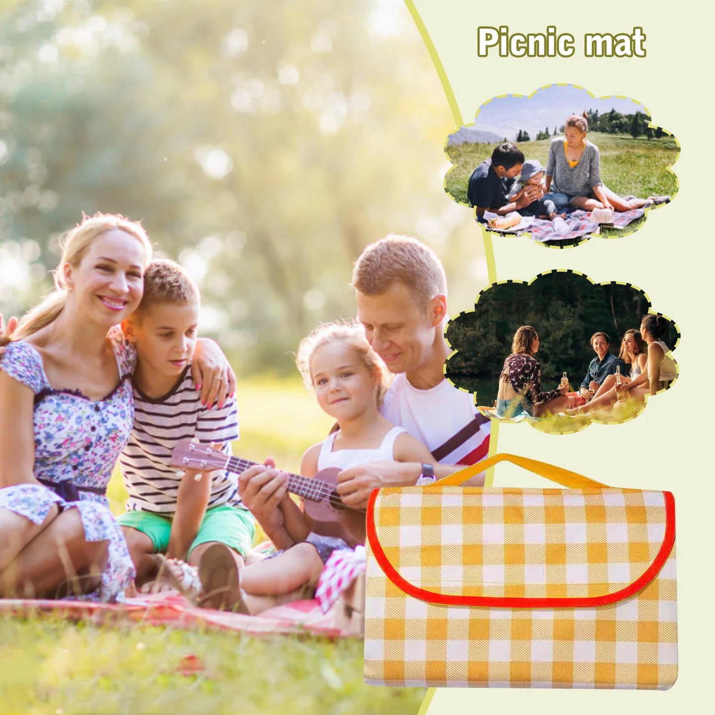 200x150cm Large Picnic Blanket Foldable Portable Picnic Mat Thicken Waterproof Beach Blanket Outdoor Camping Mat Sleeping Pads