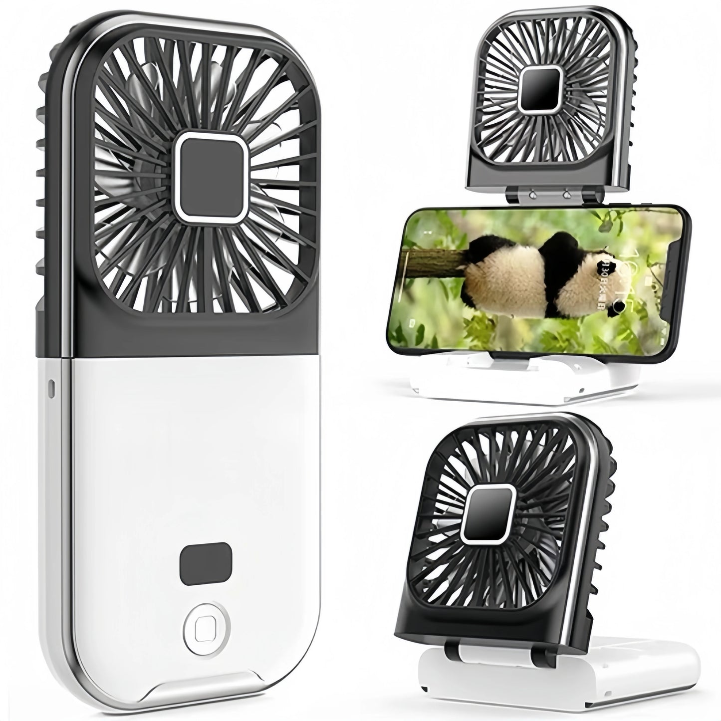 Folding Handheld Fan – Power Bank Function, Digital Display, Neck Hanging