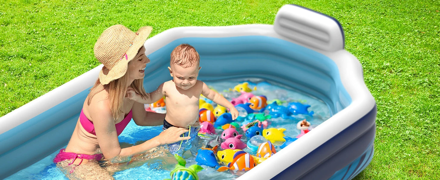 Oversized Inflatable Pool – Family Swimming Pool with Seats & Backrests