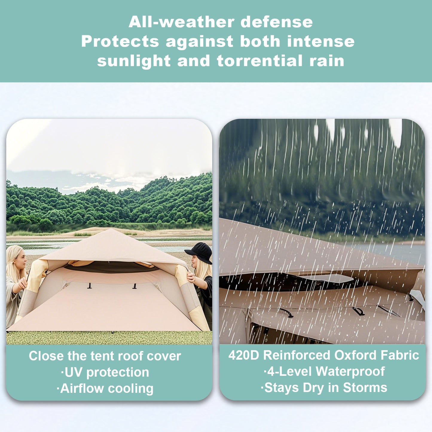 Automatic Inflatable Tent Quick Setup Portable Folding Outdoor Camping Shelter with UV Protection Waterproof for Picnic