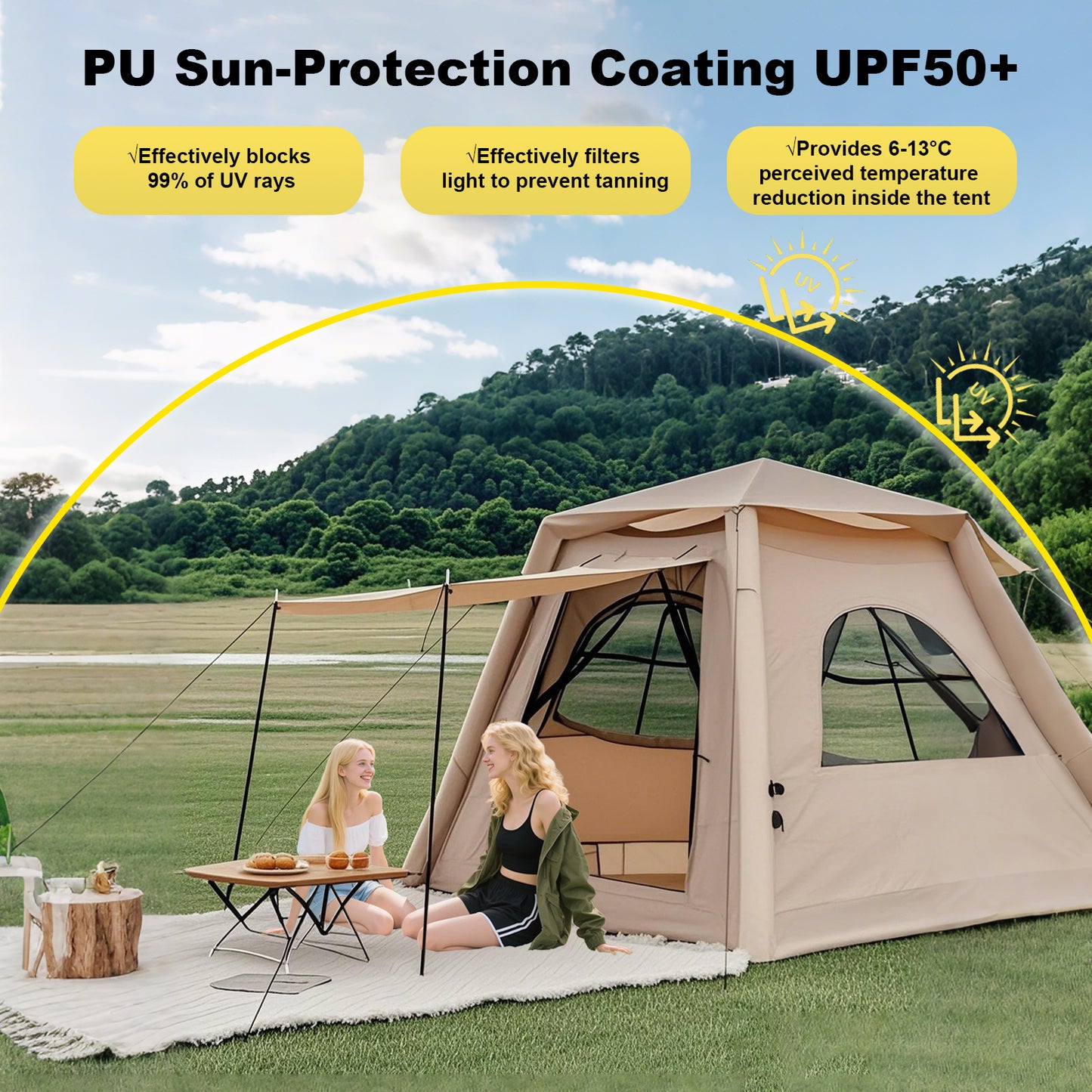 Automatic Inflatable Tent Quick Setup Portable Folding Outdoor Camping Shelter with UV Protection Waterproof for Picnic