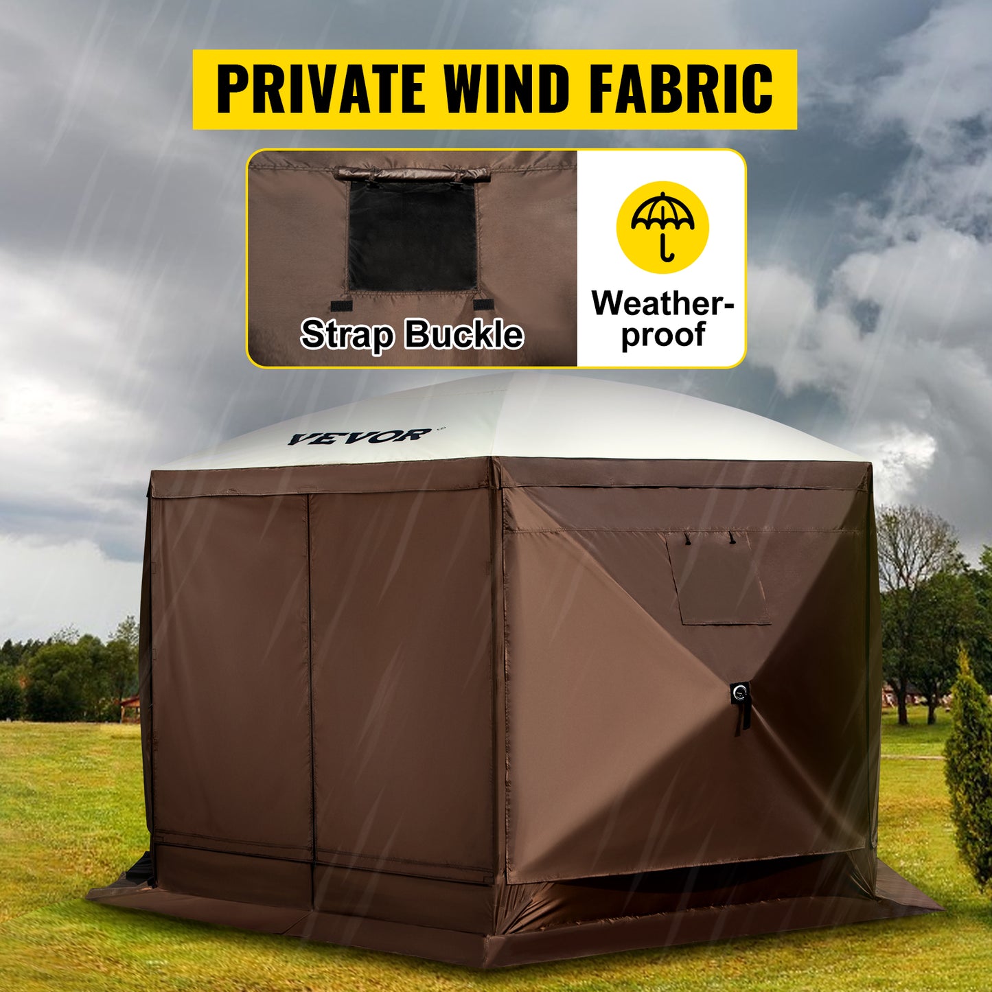 VEVOR Pop-up Camping Gazebo Camping Canopy Shelter 6 Sided 12' x 12' Sun Shade Tents & Canopies Camping & Hiking