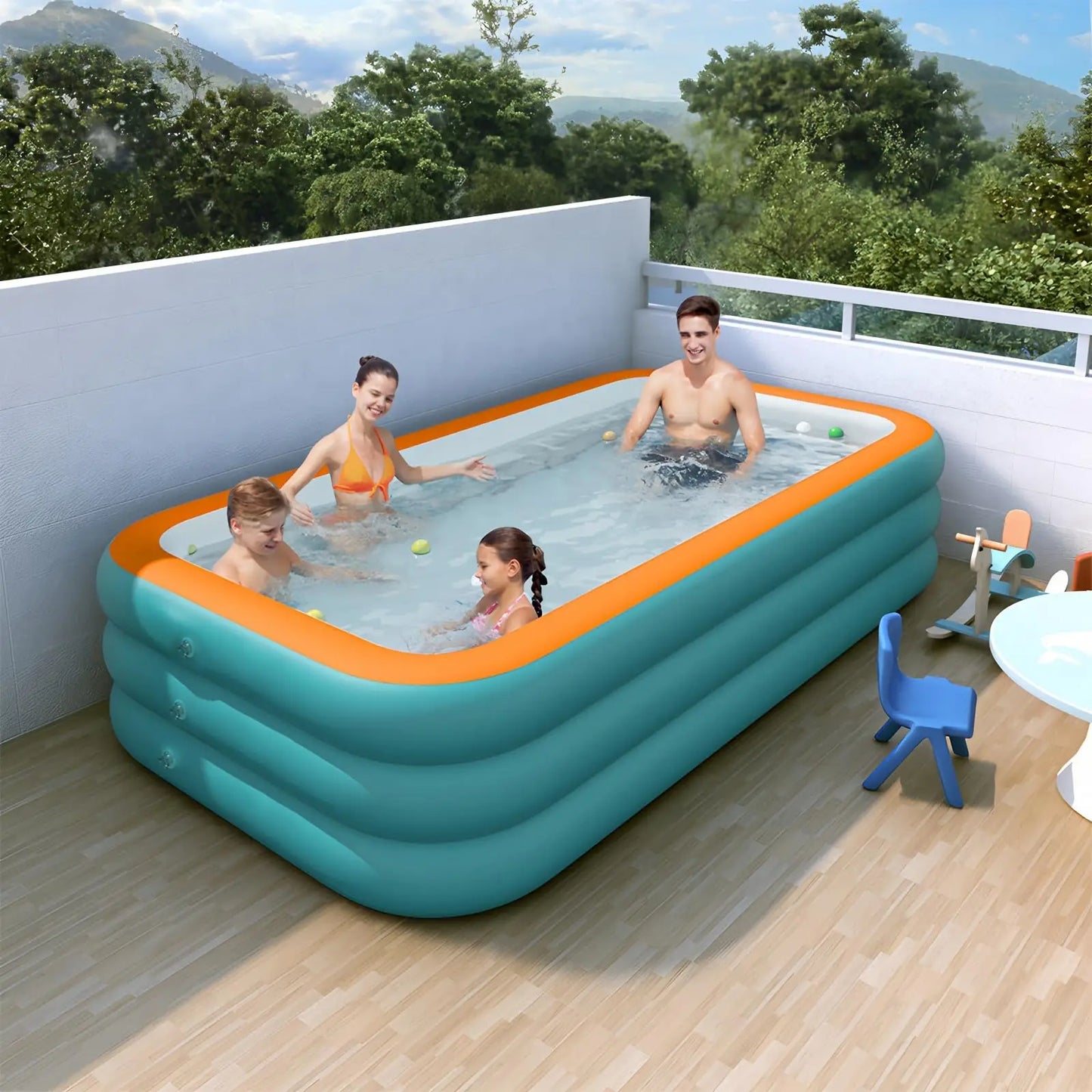 Inflatable Swimming Pool – 1.8/2.1/2.6/3M Large Family Pool for Kids & Adults