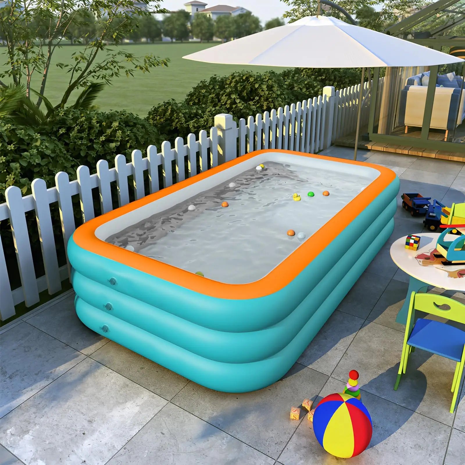 Inflatable Swimming Pool – 1.8/2.1/2.6/3M Large Family Pool for Kids & Adults