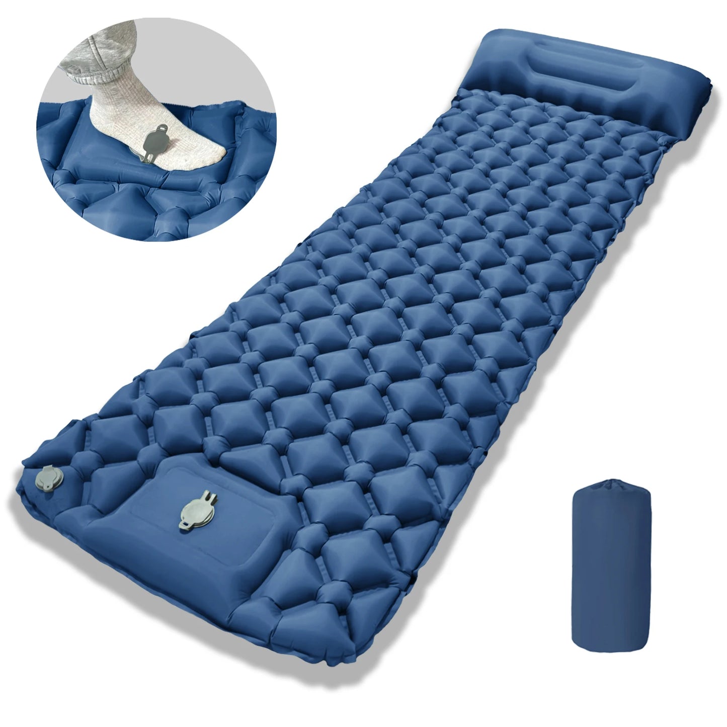 Camping Air Mattress 1-2 Person | Electric/Foot Pump Inflatables | Fast Inflation, Anti-Slip Surface Portable for Hiking/Beach