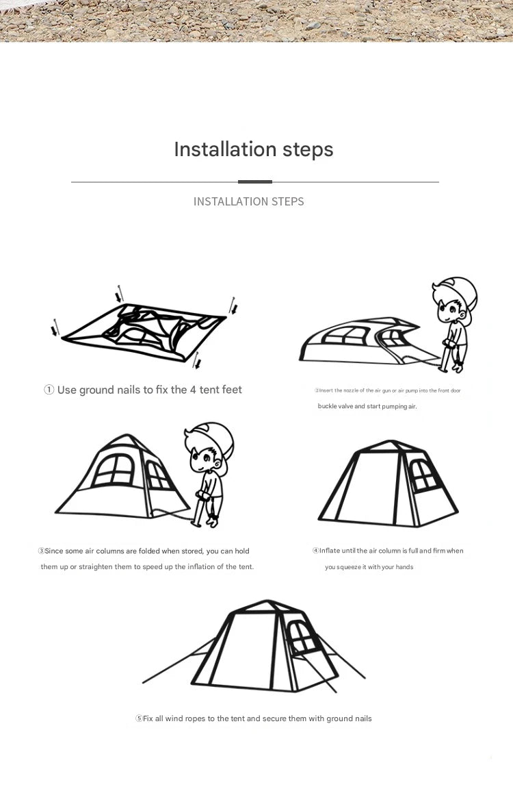 Camping Large Air Tent for 4-5 people Air shelter Dome tent Family Hiking inflatable One-touch tent Outdoor Camping Family Tent