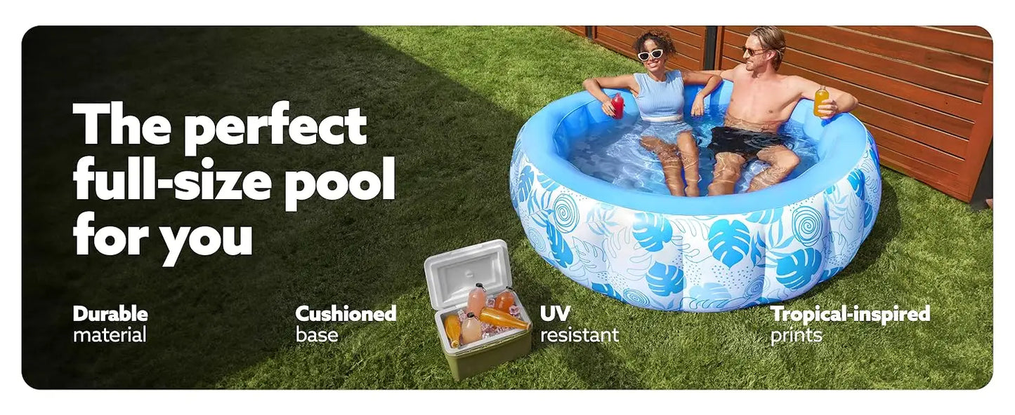 5.5ft x 20in Inflatable Pool – Family Size with Backrest, Thickened Design