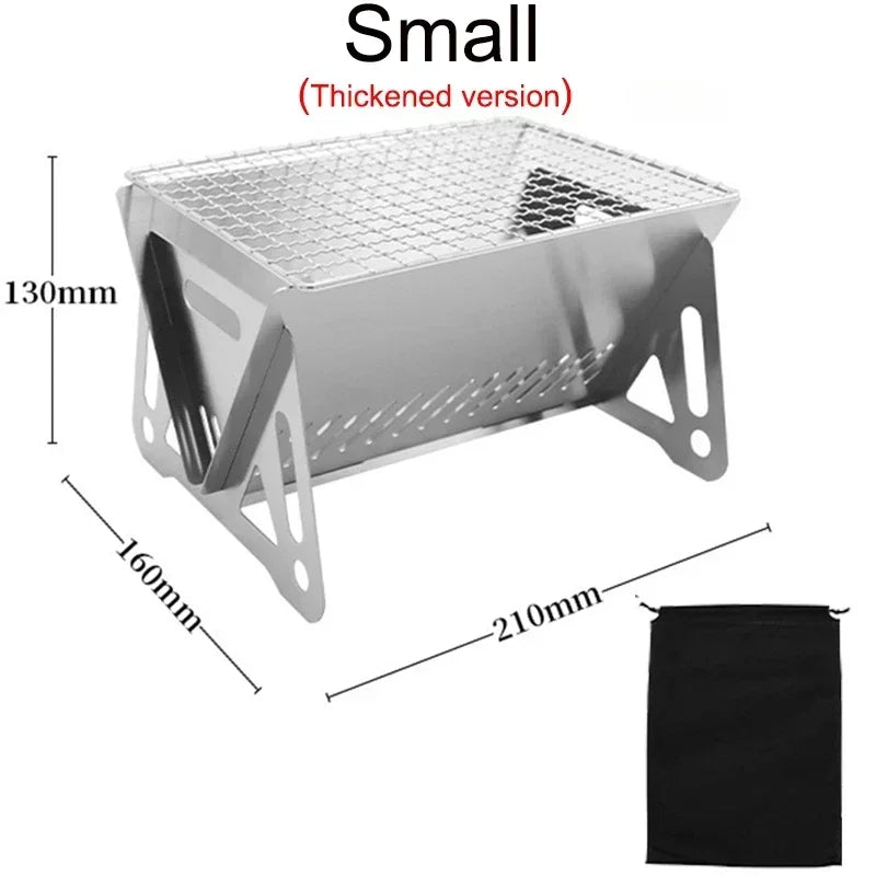 Portable Folding Barbecue Grill Heating Stoves Multifunction Camping BBQ Grill Rack Net Firewood Stove Stainless steel BBQ Grill