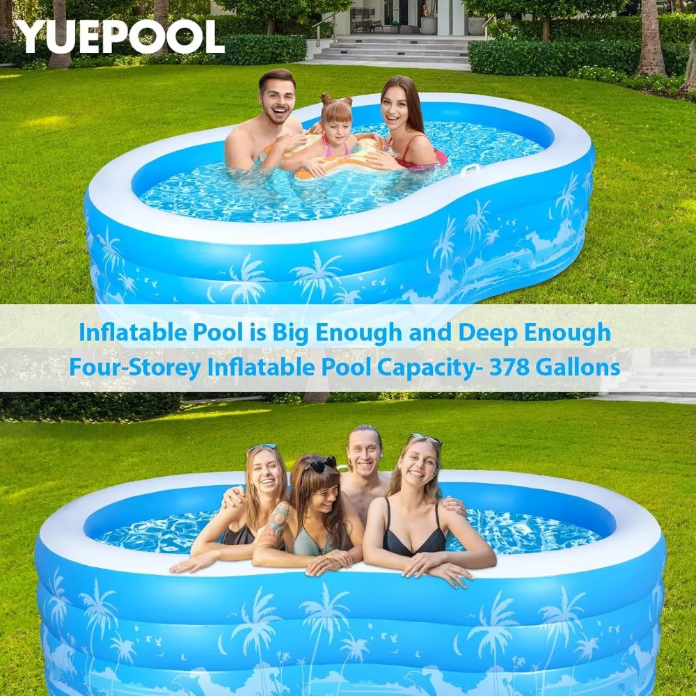 Large Inflatable Pool – Extra Durable with Seats & Handles for Outdoor Use