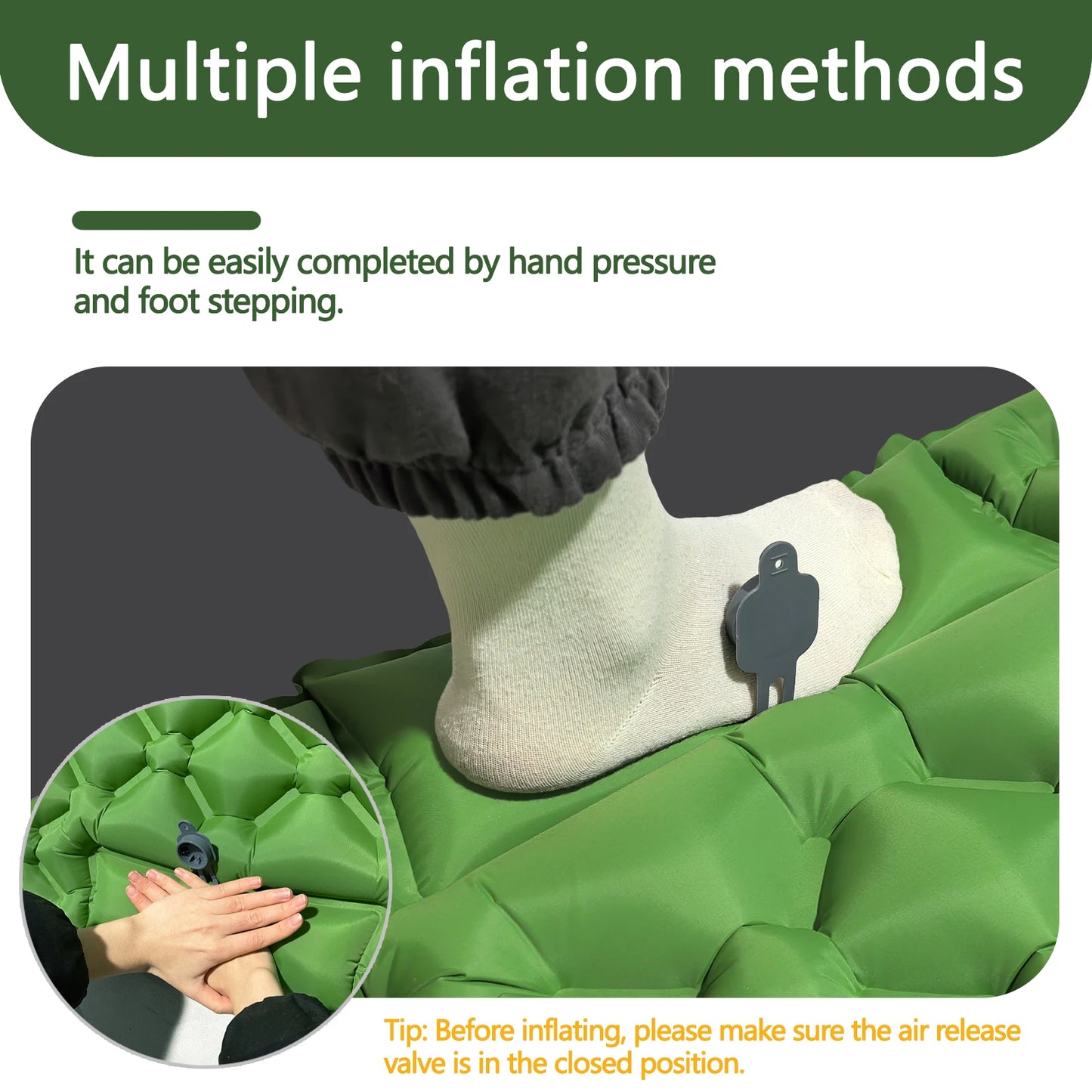 Camping Air Mattress 1-2 Person | Electric/Foot Pump Inflatables | Fast Inflation, Anti-Slip Surface Portable for Hiking/Beach