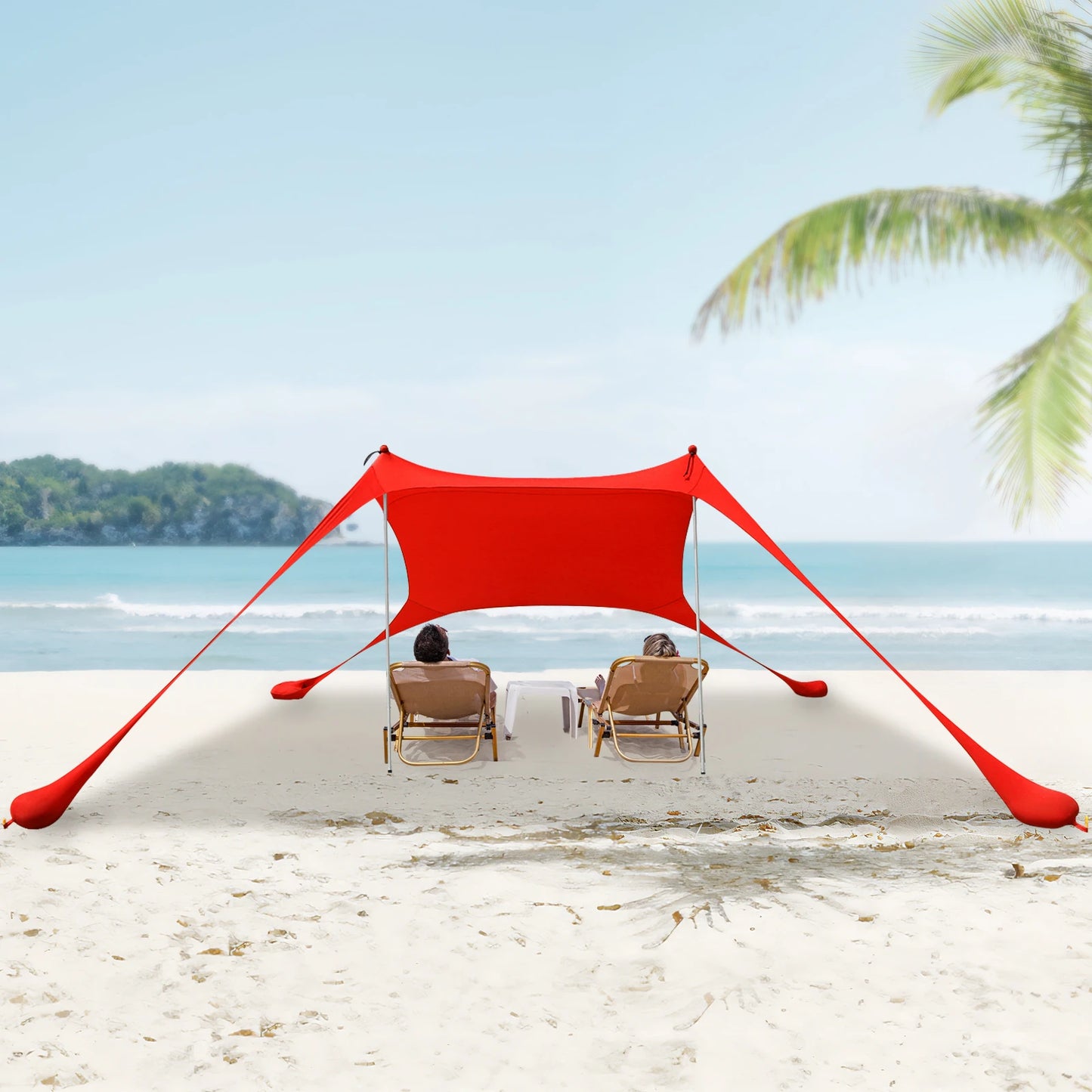 Outdoor Beach Tent Sun Shelter Camping Shades Tents Windproof One-piece Beach Canopy Tents UPF50+ Portable Family Tent For Bea