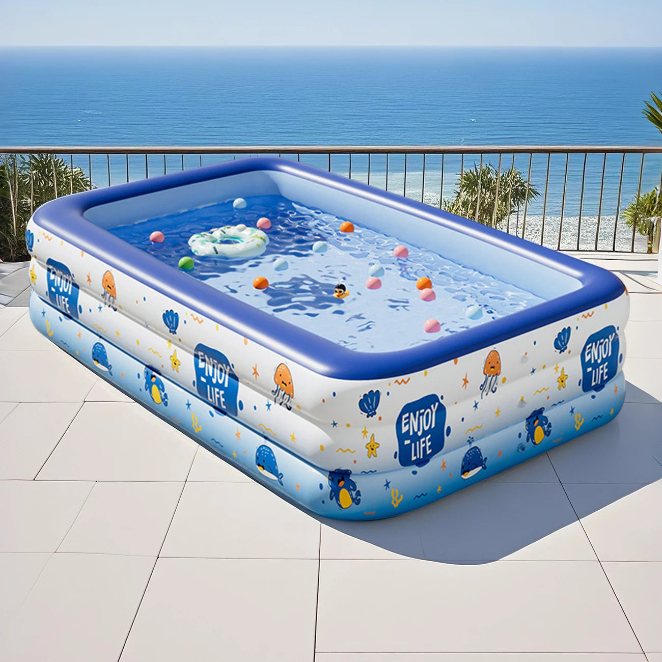 Large Inflatable Swimming Pool – Backyard Family Fun with Vibrant Design