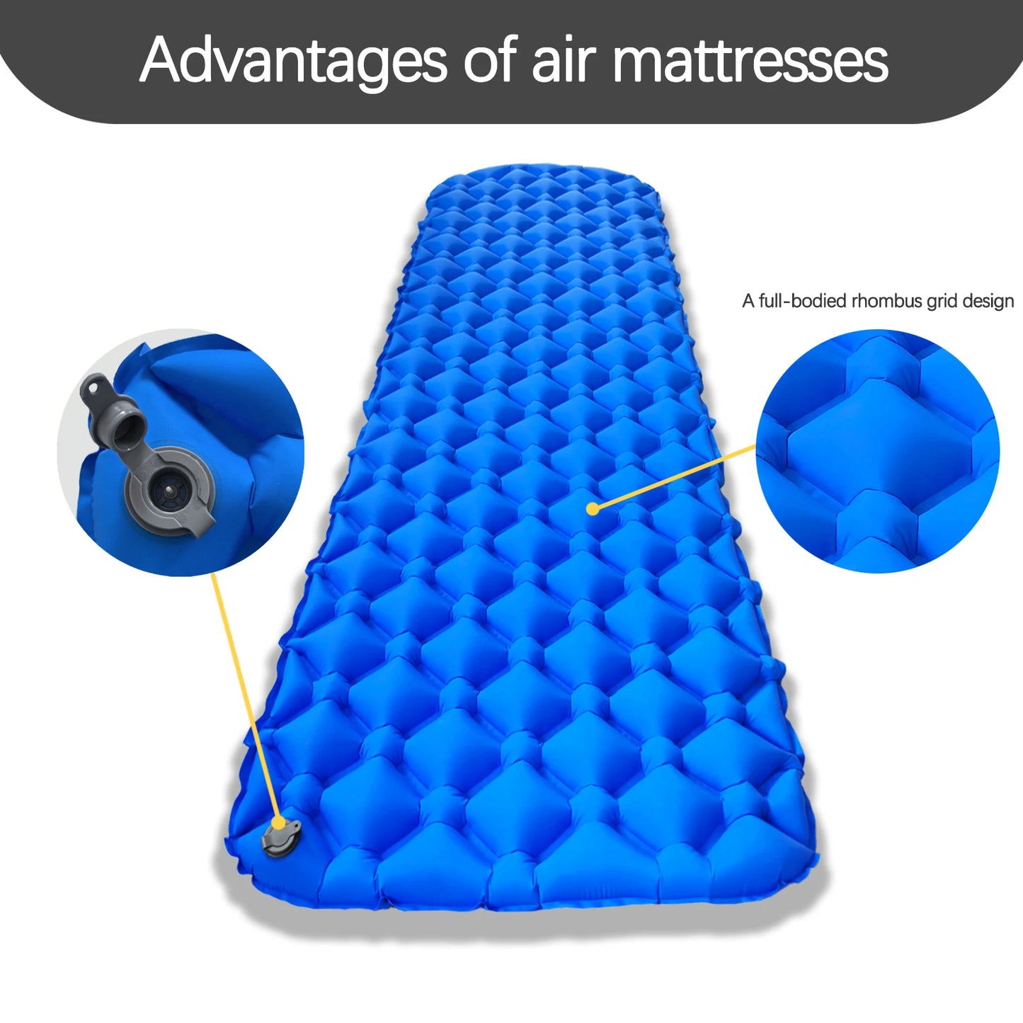 Camping Air Mattress 1-2 Person | Electric/Foot Pump Inflatables | Fast Inflation, Anti-Slip Surface Portable for Hiking/Beach