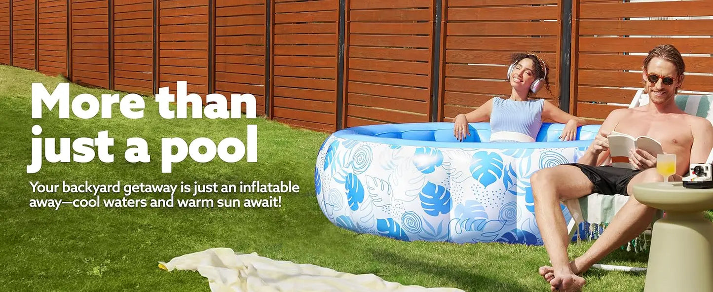 5.5ft x 20in Inflatable Pool – Family Size with Backrest, Thickened Design