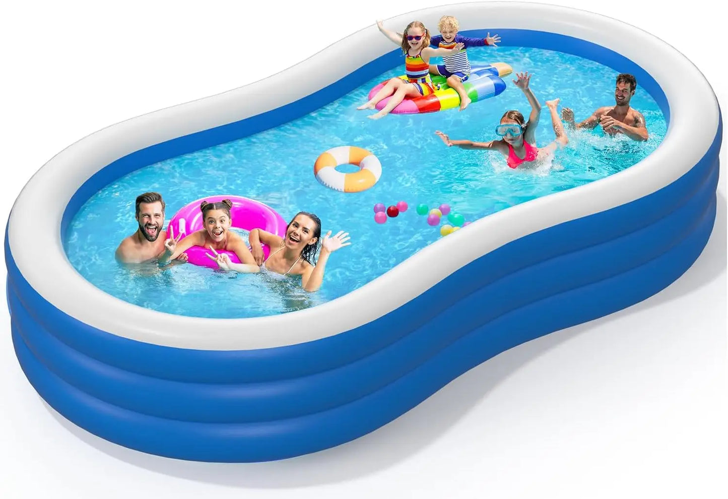 145”x74”x22” Extra-Large Inflatable Pool – 0.6mm Thick, Family Outdoor Pool (Pump Not Included)