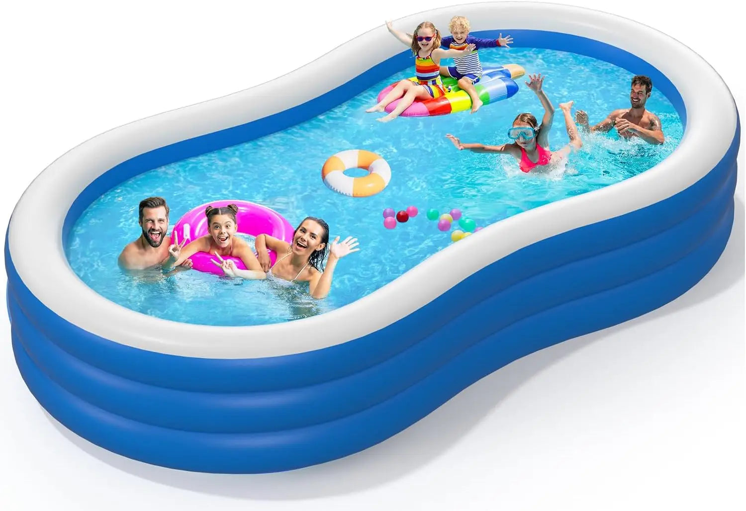 145”x74”x22” Extra-Large Inflatable Pool – 0.6mm Thick, Family Outdoor Pool (Pump Not Included)