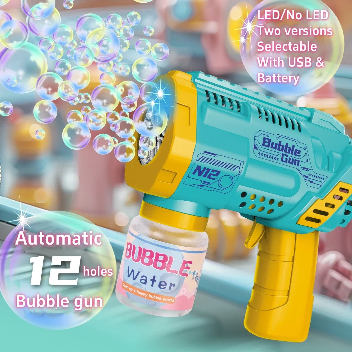 Gatling Bubble Gun – Automatic Electric Bubble Machine with LED Lights