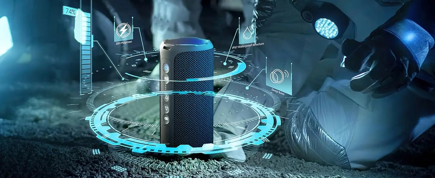 Ortizan X8 Pro Bluetooth Speaker – 40W Stereo, IPX7, 30H Playtime, Color Lights
