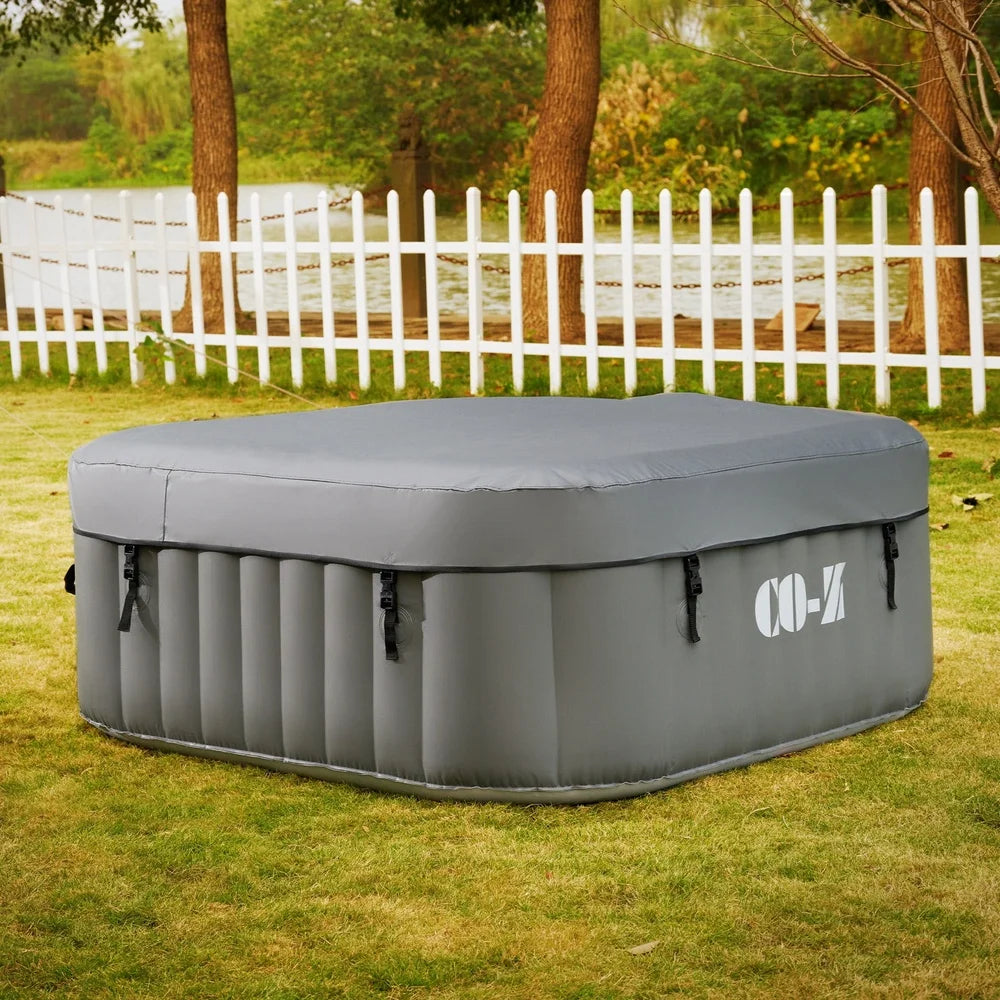 Inflatable Hot Tub – 5ft Square, 2-4 Person Spa with 120 Bubble Jets & Heater