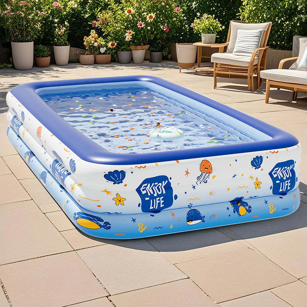 Large Inflatable Swimming Pool – Backyard Family Fun with Vibrant Design