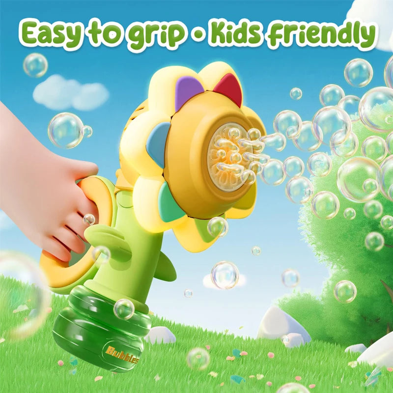 Flower Bubble Gun – LED Light Bubble Blower for Kids’ Outdoor Play & Parties