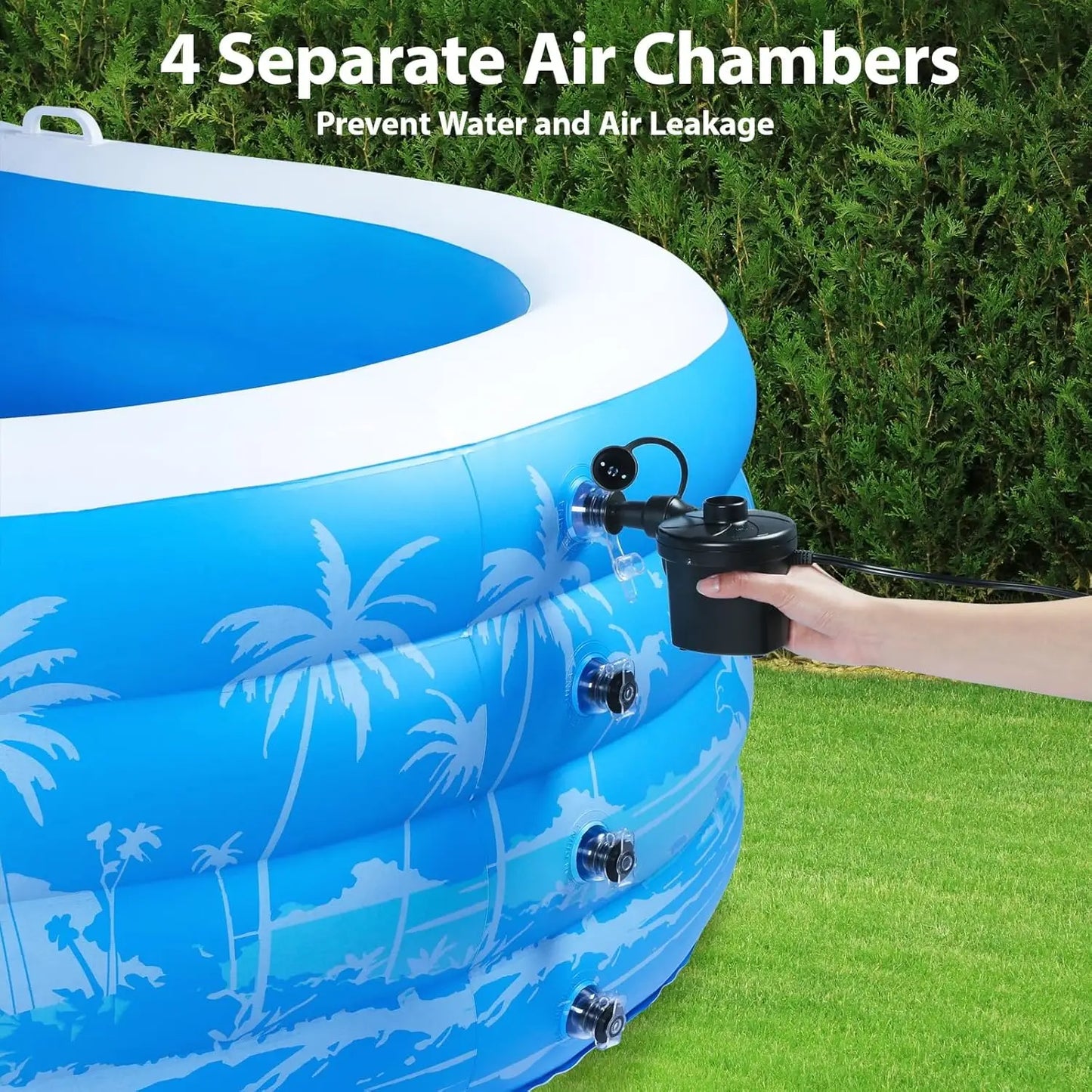 Large Inflatable Pool – Extra Durable with Seats & Handles for Outdoor Use