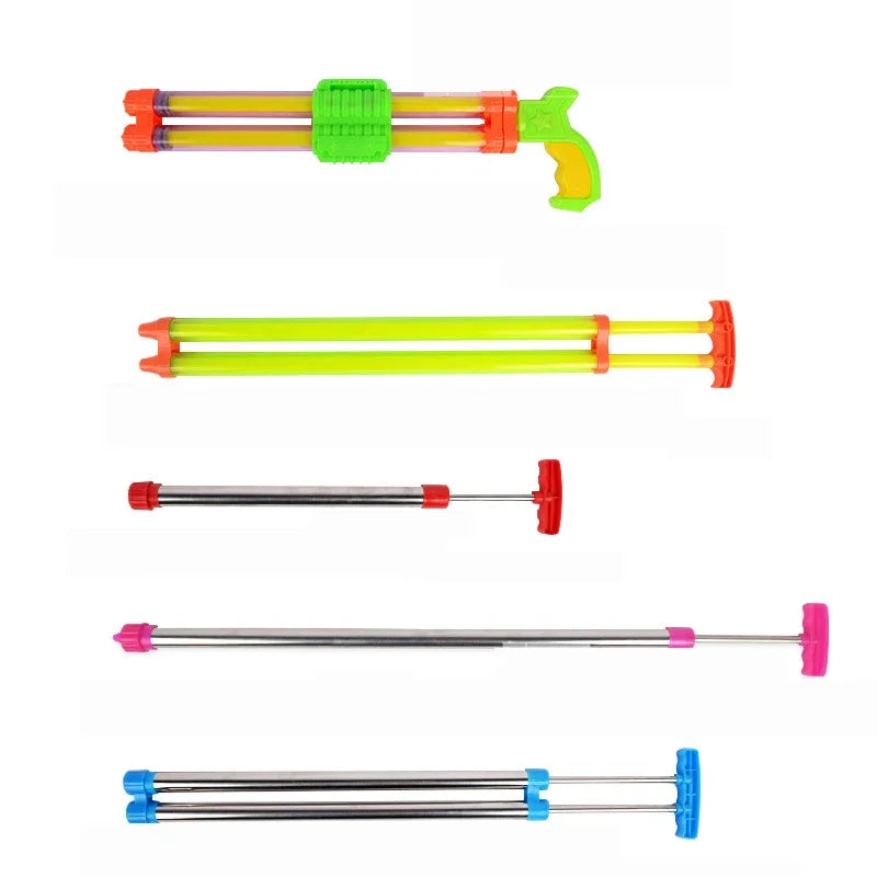 Stainless Steel Water Shooter – Pull-Type Beach & Pool Toy for Kids