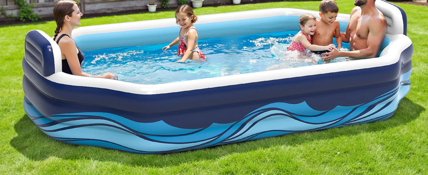 Oversized Inflatable Pool – Family Swimming Pool with Seats & Backrests