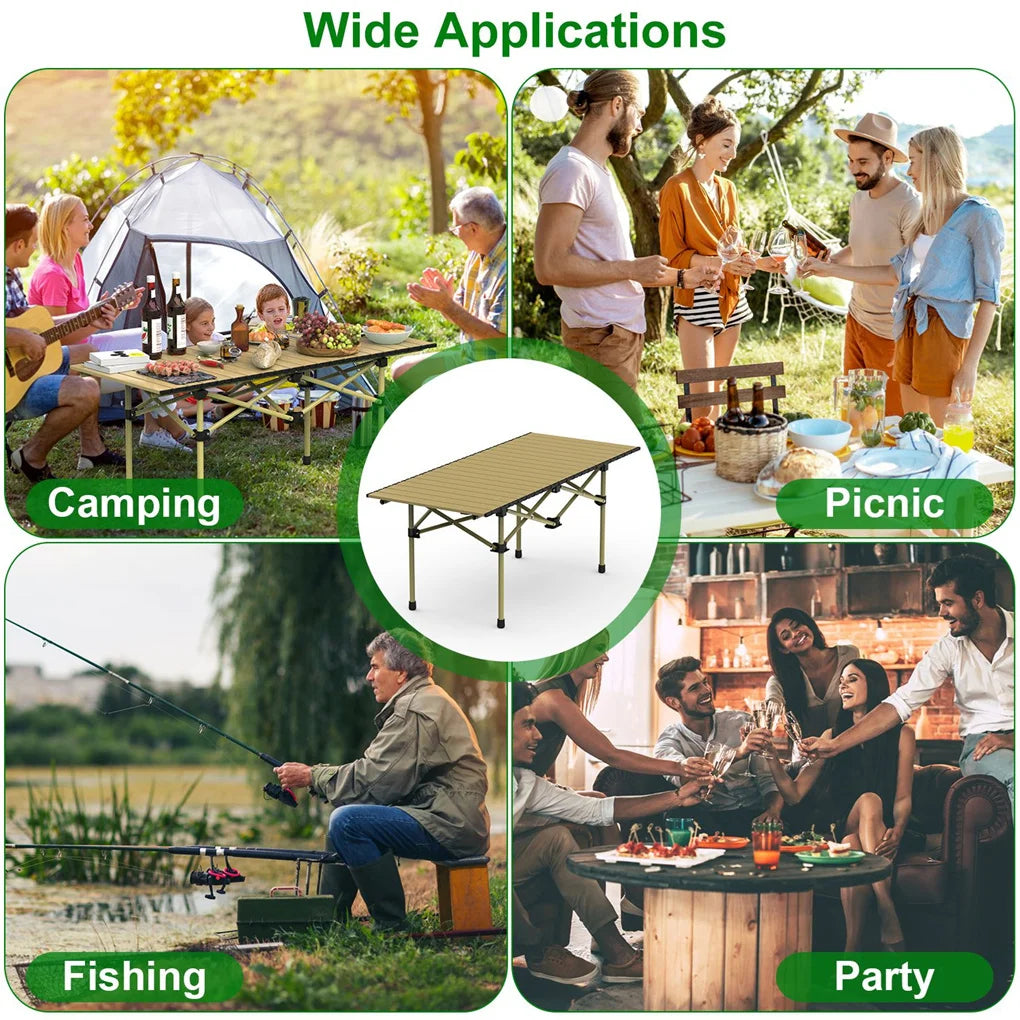 Folding Camping Table, Portable upgraded carbon steel Table with Carry Bag Heavy Duty,Lightweight Foldable Camp Table 4-6 Person