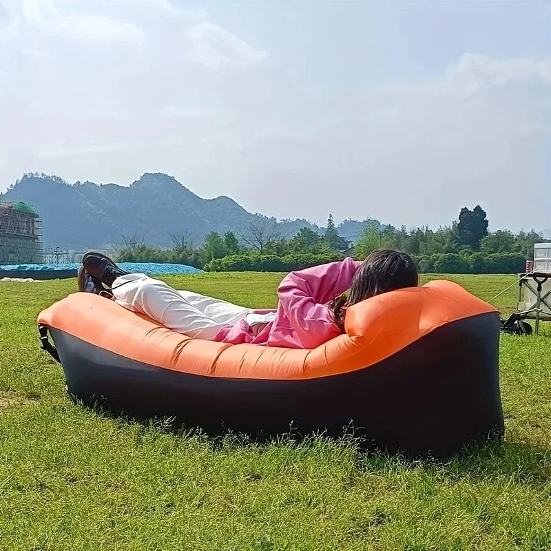 Inflatable Lounge Chair with Pillow – Waterproof, Portable, Includes Carry Bag