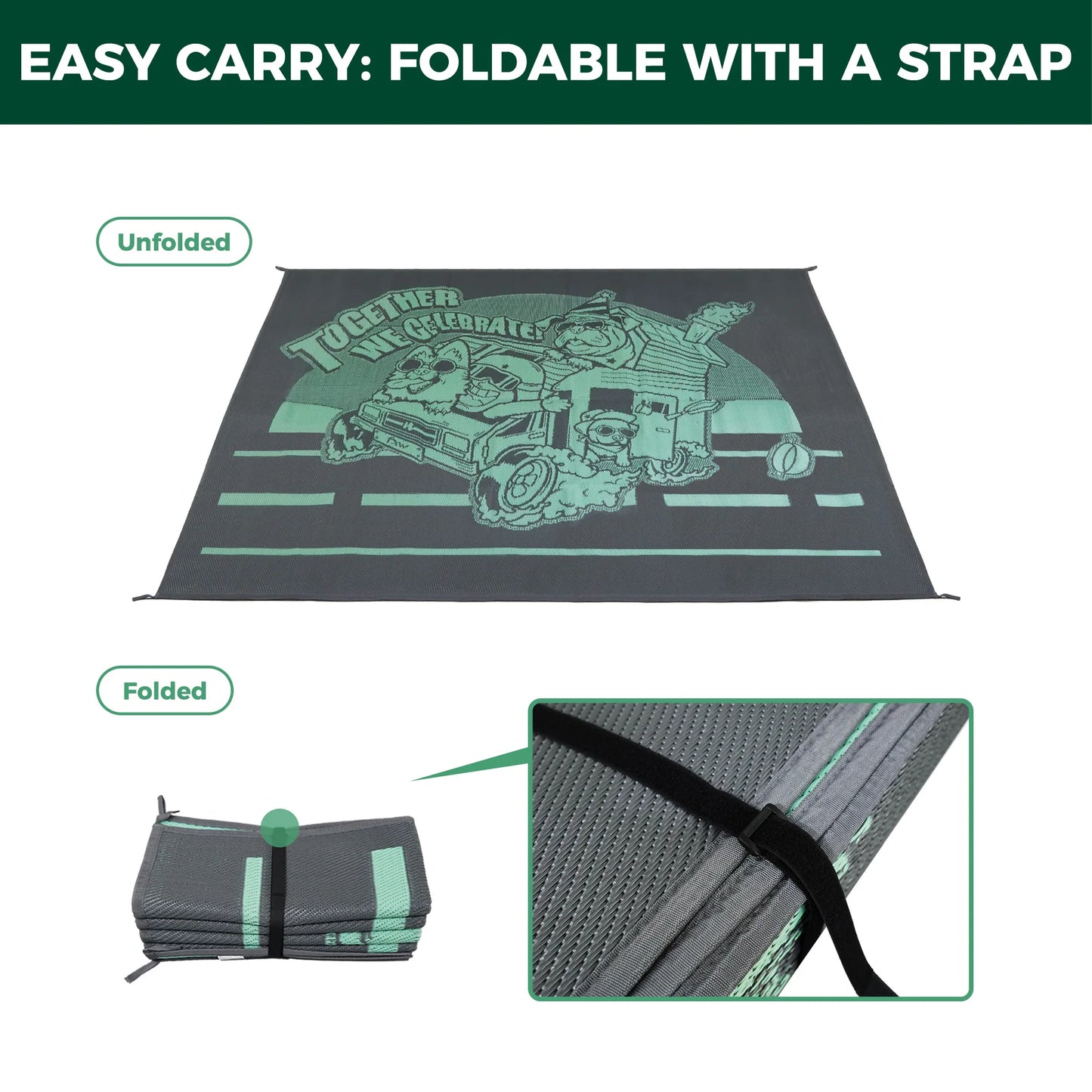 FXW Let's ROLL RV Rug – Designed for RV Adventures with Your Dogs, Full Coverage Across Campsite