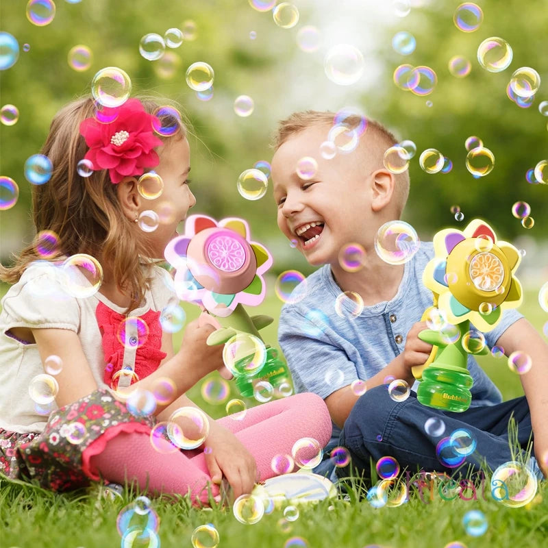Flower Bubble Gun – LED Light Bubble Blower for Kids’ Outdoor Play & Parties