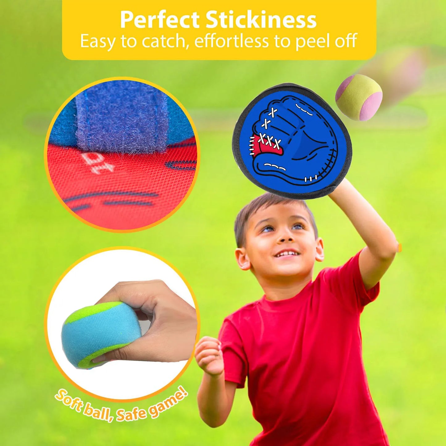 4-Set Sticky Ball Catch Game – Outdoor Throw & Catch Toy for Kids & Parents