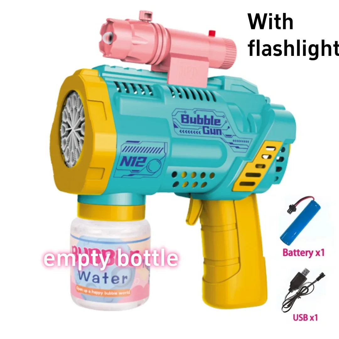 Gatling Bubble Gun – Automatic Electric Bubble Machine with LED Lights