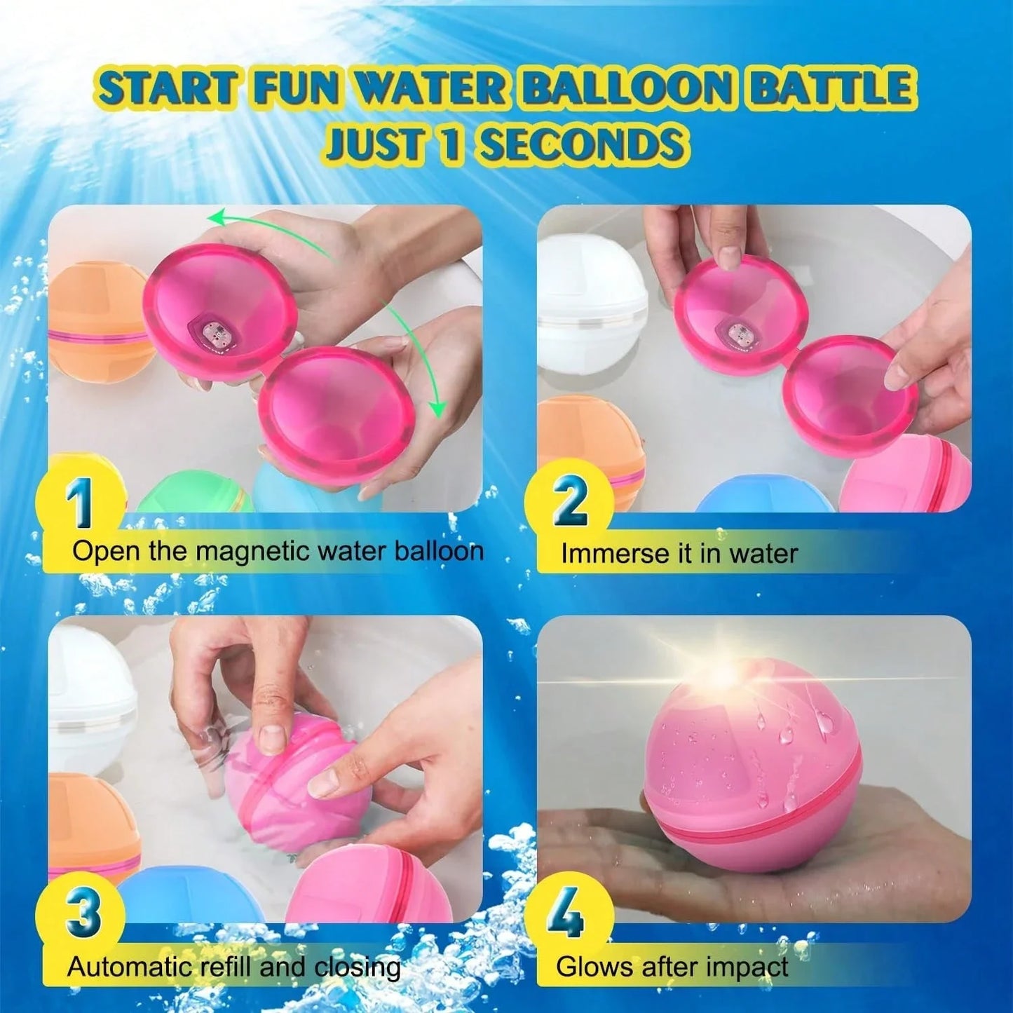 Reusable Water Balloons – Quick Fill, Self-Sealing Silicone Balls